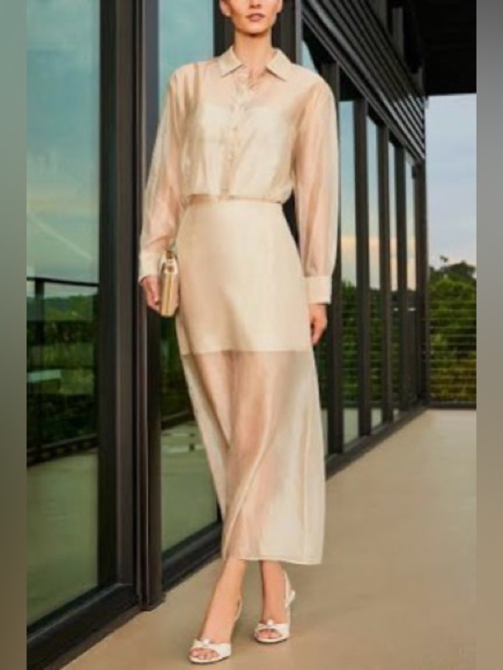 🆕 ANTONIO MELANI | Sheer Maxi Skirt with Satin Underlay